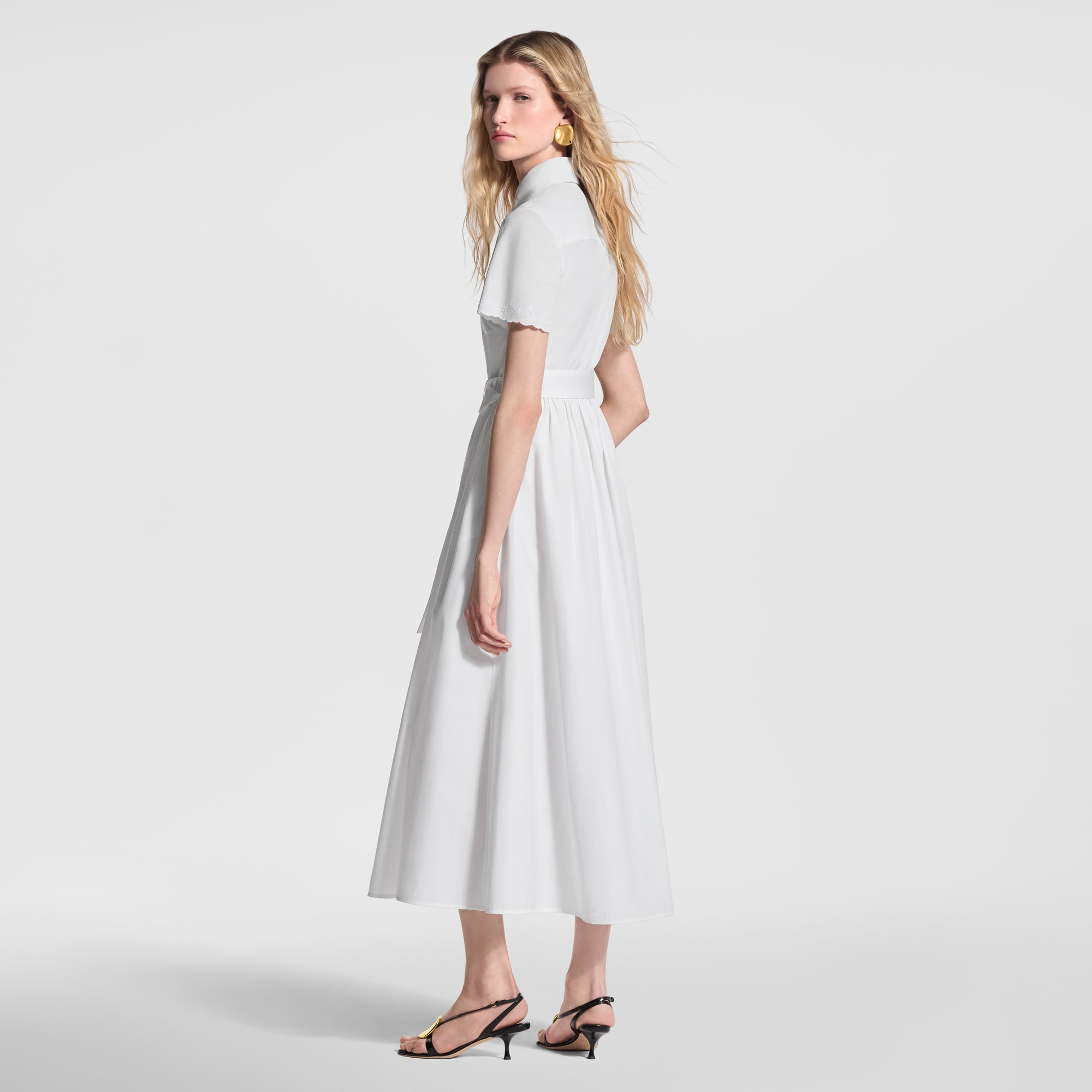 Broderie Trim Belted Shirt Dress - Women - Ready-to-Wear | LOUIS